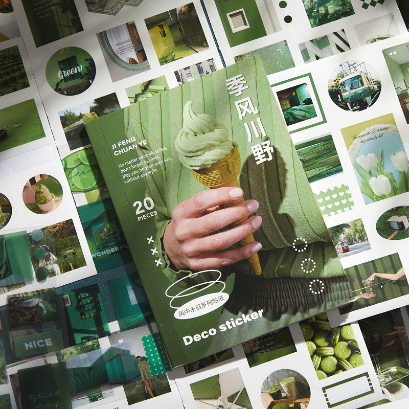 Cuaderno de pegatinas PET transfronterizas collage gratuito INS diario de paisaje de viaje retro cuentas de mano DIY material de decoración collage