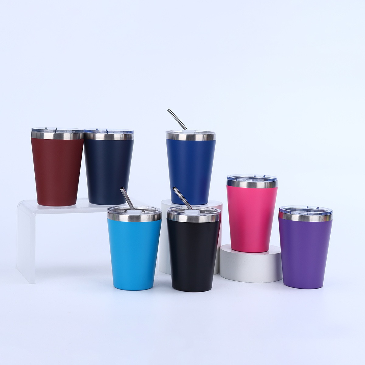 Transfronterizo simple taza de automóvil de 12oz 304 taza de acero inoxidable de doble capa vacío taza portátil logo personalizado