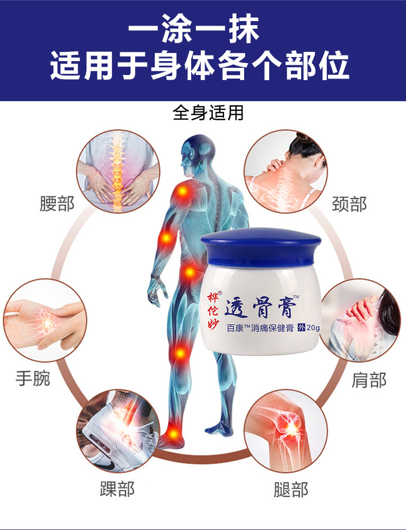 Hua Tuo Tou Gu Ointment Herbal Cream for Neck Shoulder Waist and Legs 20g Box in use