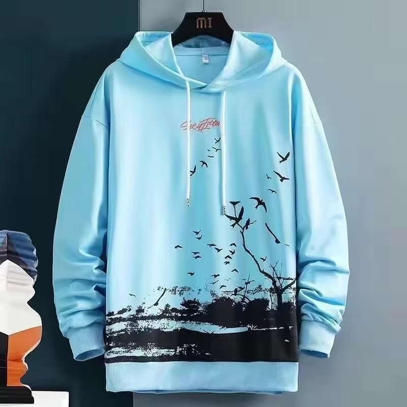 Suéter con capucha marca de moda para hombres Otoño e Invierno ropa superior con forro polar suelta moda coreana pintura de tinta casual concepción artística