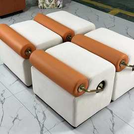 意式轻奢门口皮布矮凳家用换鞋凳儿童坐凳梳妆凳化妆凳