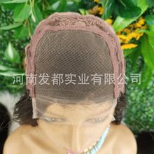 前蕾丝顺发4x4 deep wave closure wig自然色真人发女士假发头套