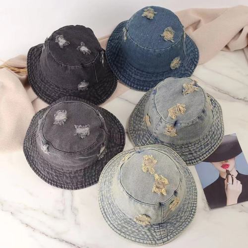 Vintage distressed cowboy fisherman hat for women summer street holey sunshade sunscreen bowl hat for men fringed versatile cloth hat