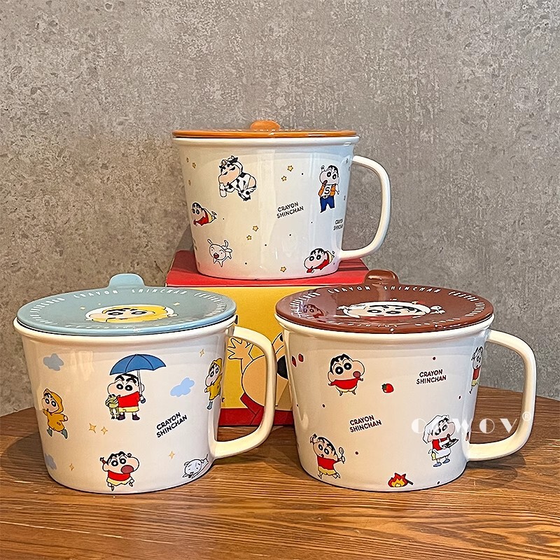 クレヨンしんちゃんセラミックインスタントラーメンボウル蓋とハンドル付き家庭用2025新しい高見え大型スープボウル誕生日ギフト|undefined