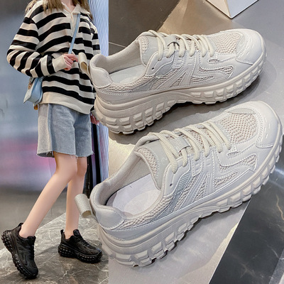 新款老爹鞋女松糕厚底轮胎底休闲坦克运动ins潮单鞋Sports shoes