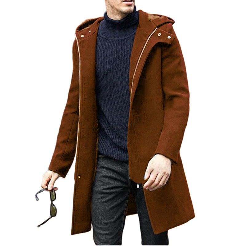 Winter woolen overcoat冬季中长款大码拉链毛呢大衣欧美男士外套