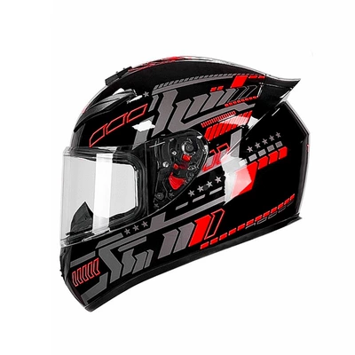 Four-Season Helmet, Foreign Trade | Motorcycle Safety Supplies - qk111-red-pulse-with-clear-lens-s