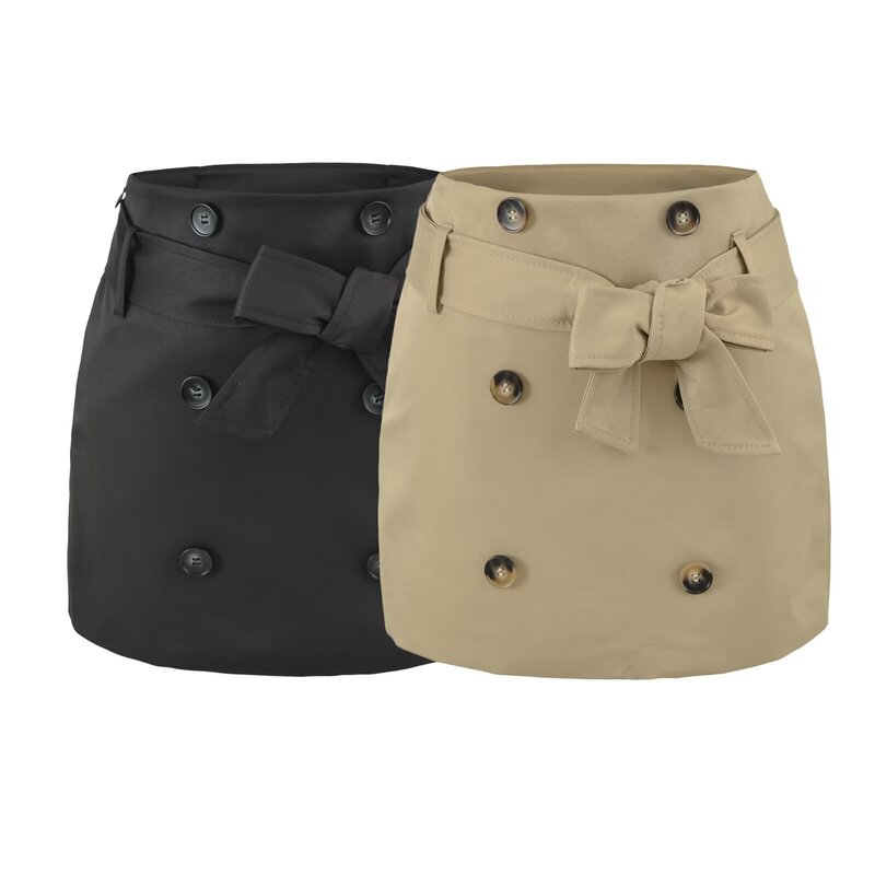 Ins Hot Girl Lace-Up Short Skirt 2026 Summer New Style Low-Waist Buttoned Lining Anti-Exposure Skirt Short Skirt A-Line Skirt Ins Hot Girl Lace-Up Short Skirt 2026 Summer New Style Low-Waist Buttoned Lining Anti-Exposure Skirt Short Skirt A-Line Skirt