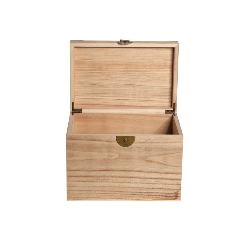 曹县木质带锁木箱长方形储物箱收纳木箱盒整理盒子小书箱
