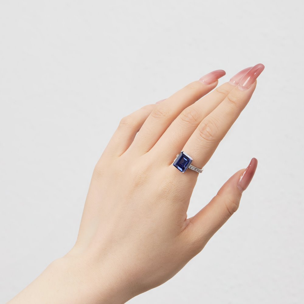 8g Weight Zircon Inlay Material 925 Sterling Silver Zircon Waves Heart Shape Rhombus Rings