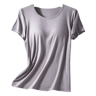 New Women's Summer Modal Loose Version with Chest Pad Cup One-piece Short-sleeved T-shirt Pajamas Home Wear Outfit