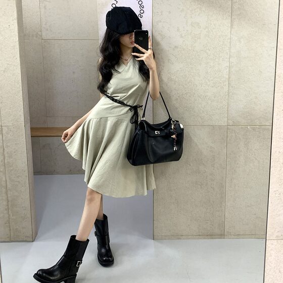 [Su Yinyin Same Style] Oil Painting Boots ~ Retro Color Coarse Heel Smoke Tube Desert West Short Boots Women's Martin Boots