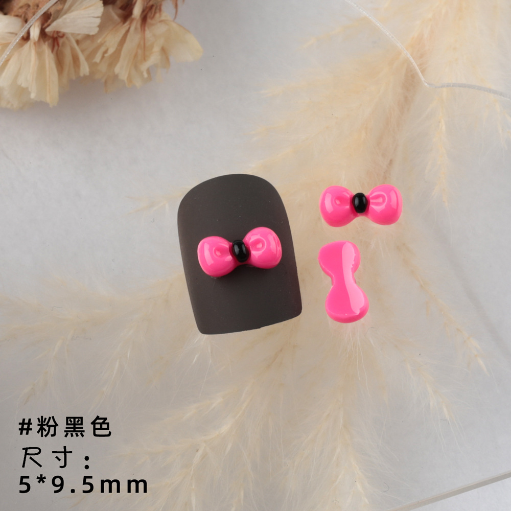 Hot black kitty series nail art bowknot resina joyería verano dulce pajarita accesorios para uñas