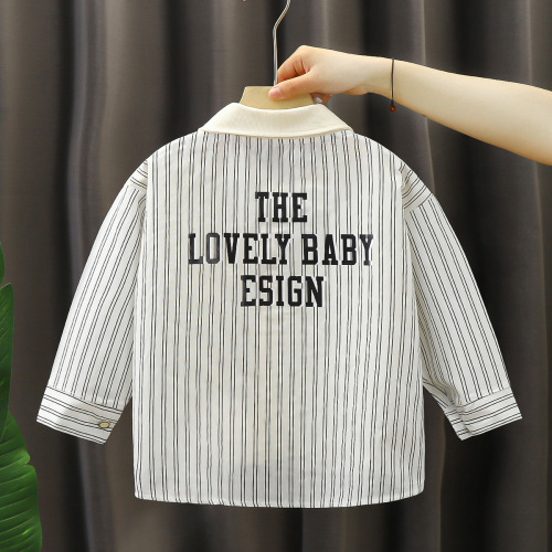 Boys' long-sleeved shirt autumn new long-sleeved children's baby white shirt small and medium-sized children's autumn baby tops