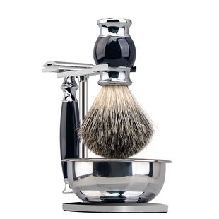 In-Stock Men's Manual Razor Double-Sided Razor Beard Brush Holder Shaving Soap Bowl Soft Bristle Brush Set