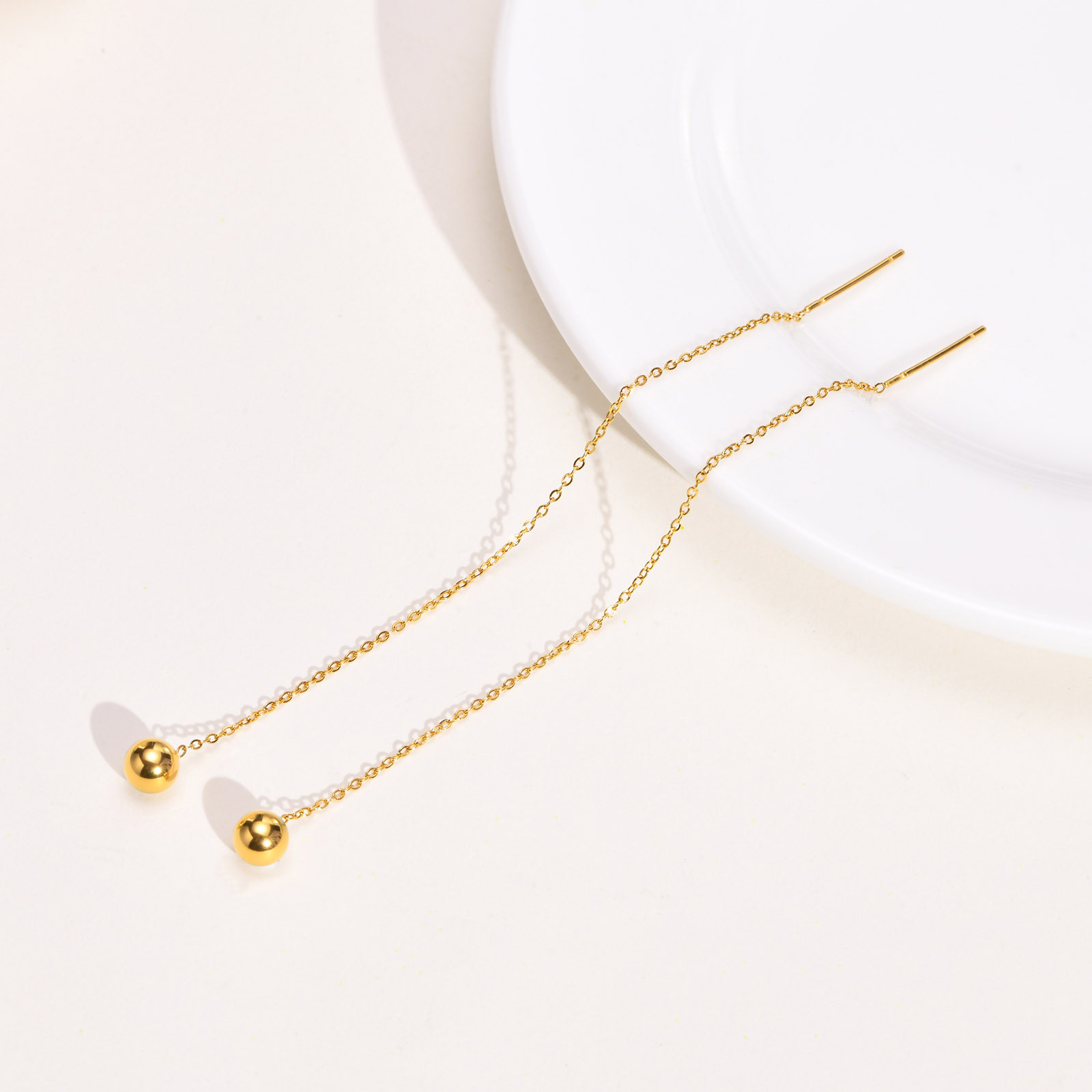 Simple Style Round Stainless Steel Plating Ear line 1 Pair