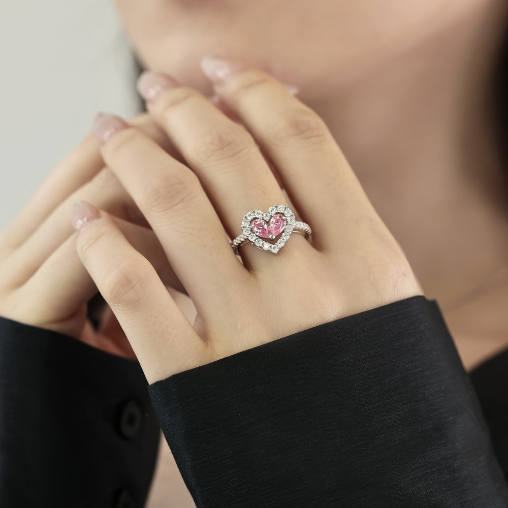 3g Weight Zircon Inlay Material Rings Classification 5, 9 Ring Size 1 Piece Quantity Daily Occasion 925 Sterling Silver Material Heart Shape Pattern 2025 Spring and Summer Season Women's Gender Plating Design Sweet Style 925 Sterling Silver Zircon Heart Shape Rings 925 Sterling Silver Rings 8