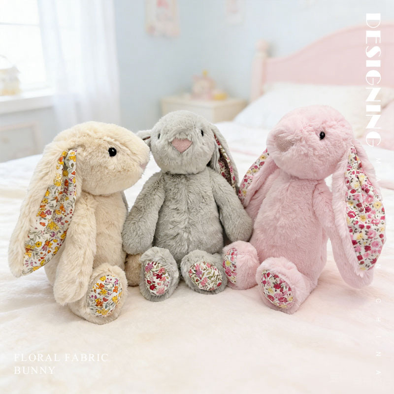 Floral Cloth Lop-Eared Rabbit Plush Toy Long-Eared White Rabbit Doll Comforting Stuffed Animal Children's Toy Birthday Gift Floral Cloth Lop-Eared Rabbit Plush Toy Long-Eared White Rabbit Doll Comforting Stuffed Animal Children's Toy Birthday Gift
