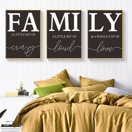 Foreign trade modern simple English family triple canvas painting living room bedroom wall decoration painting core hanging painting