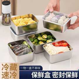 爆款不锈钢保鲜盒家用带盖冰箱冻肉收纳冷冻冷藏盒加热密封批发