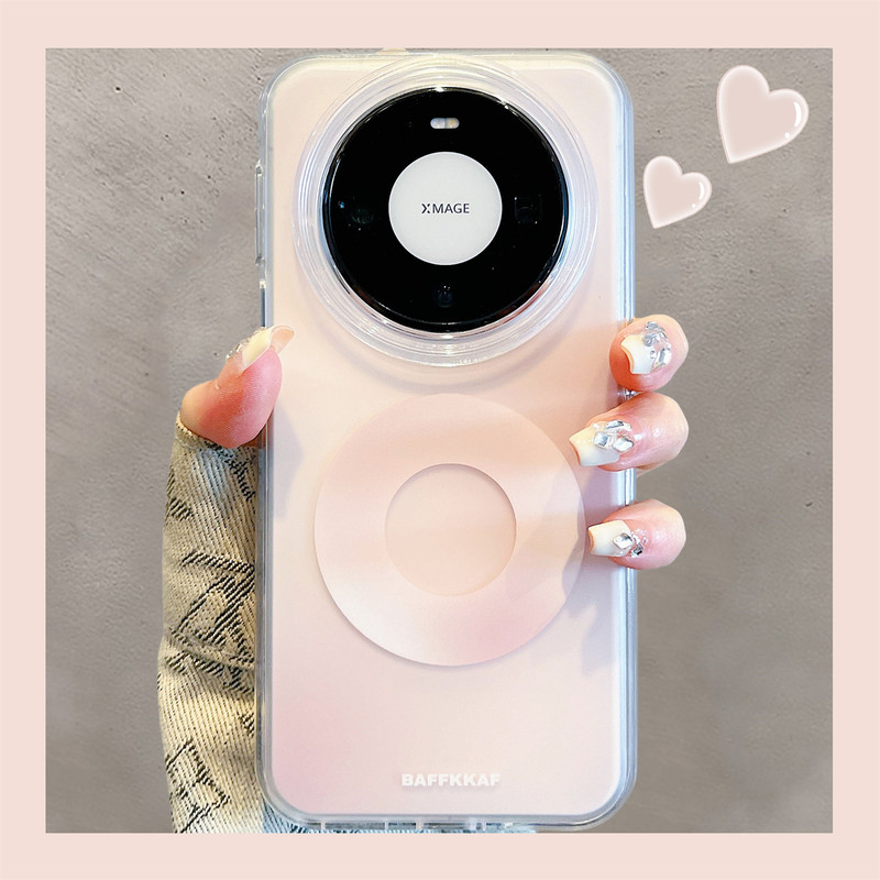 High-End Gradient Pink Star Ring Magnetic Case Suitable for Huawei Mate80 Pro Max, New Simple Design for Mate70 Pro, Four-Corner Shockproof for Mate60 Pro, Couple's Style for Women, Pura70/80 Pro