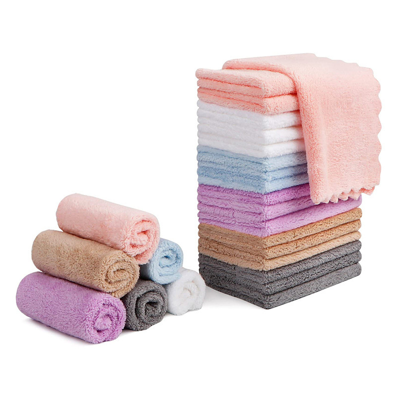 Transfronterizo cortar toallas de lana de coral multifuncional toallas de limpieza de absorción de agua de cocina gruesa toallas de absorción de agua mayorista