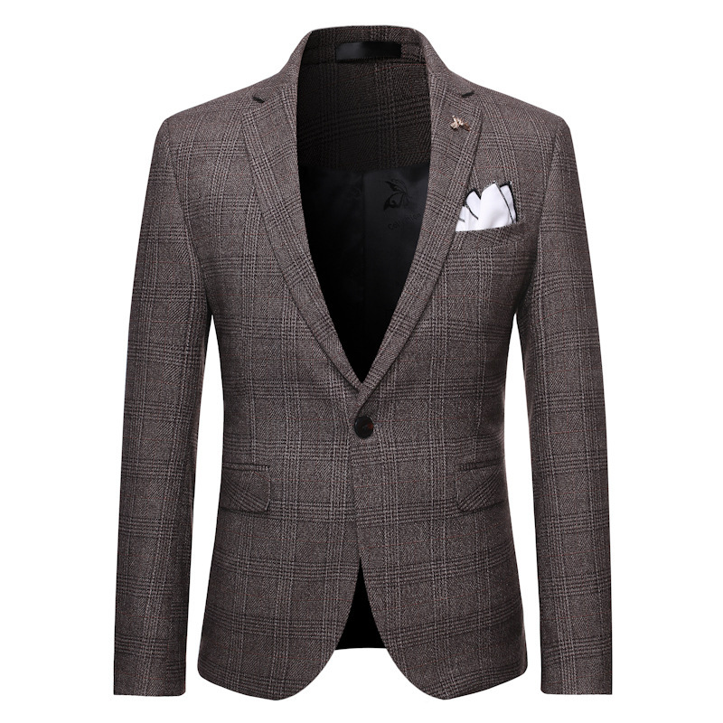 Men's Clothing Men's suit three piece trousers 2024 new plaid suit suit slim men's suit three piece suit_voghion.com