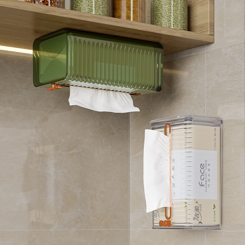 Bathroom tissue box creative light luxury tissue box bathroom household kitchen storage no punching toilet hanging type