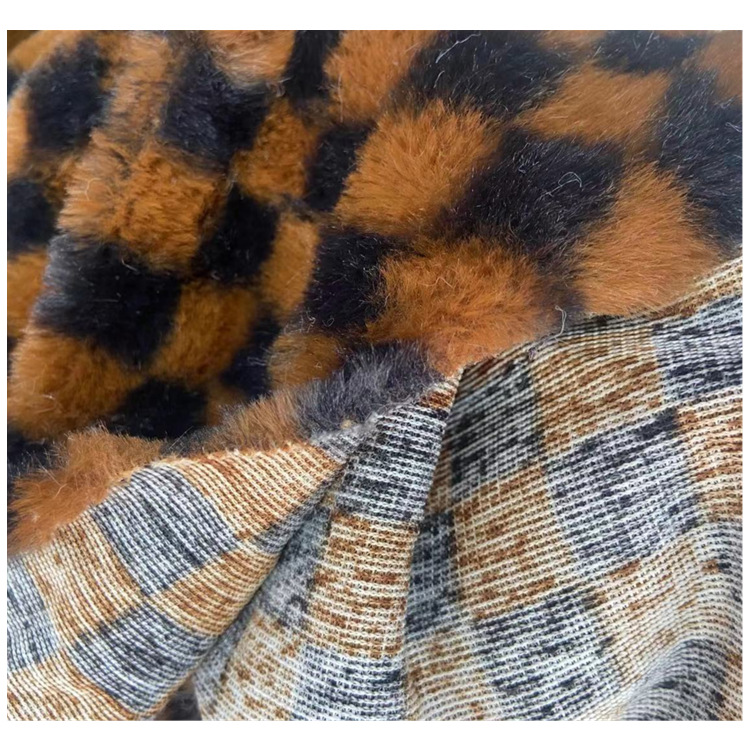Pequeño conejo piel Plaid impresión Imitación Piel de conejo franela ropa bolsa de abrigo de tela de peluche alfombra de tela en stock