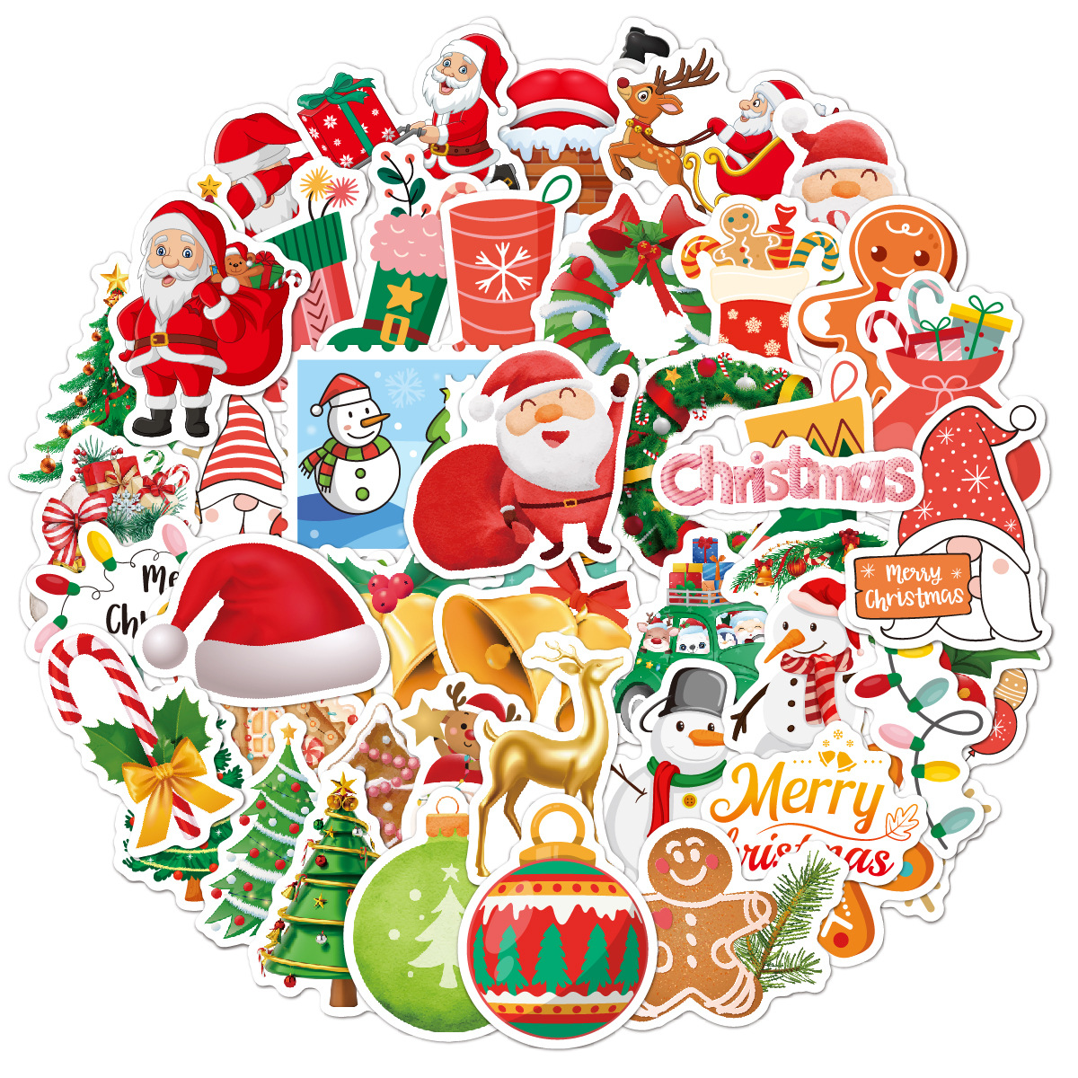 Mignon De Bande Dessinée De Noël Motif De Vacances Décoration Autocollants 50 Pièces En Gros display picture 2