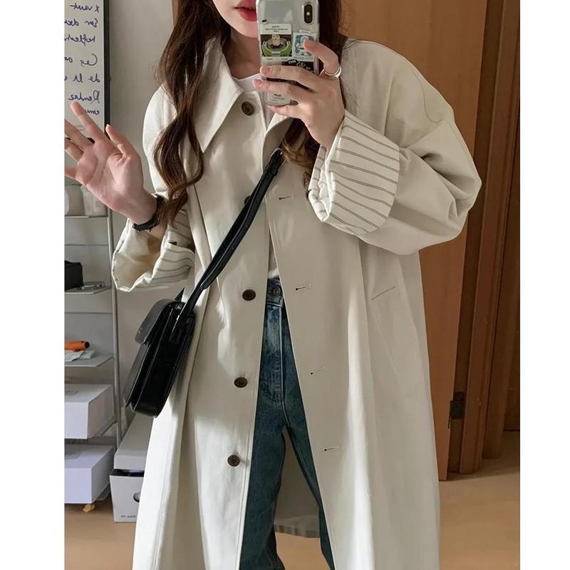韩系穿搭中长款风衣外套女2025春秋季新款今年流行小个子韩系其它|undefined