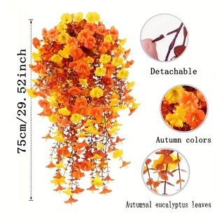 Amazon Artificial Fake Flowers Eucalyptus Morning Glory Autumn Color Home Balcony Study Garden Decoration Props Artificial Flowers