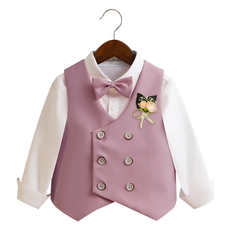 Children's Vest Set Spring and Summer Boys' Children's June 1 Host Chorus Performance Suit Baby's Birthday Flower Children's Dress