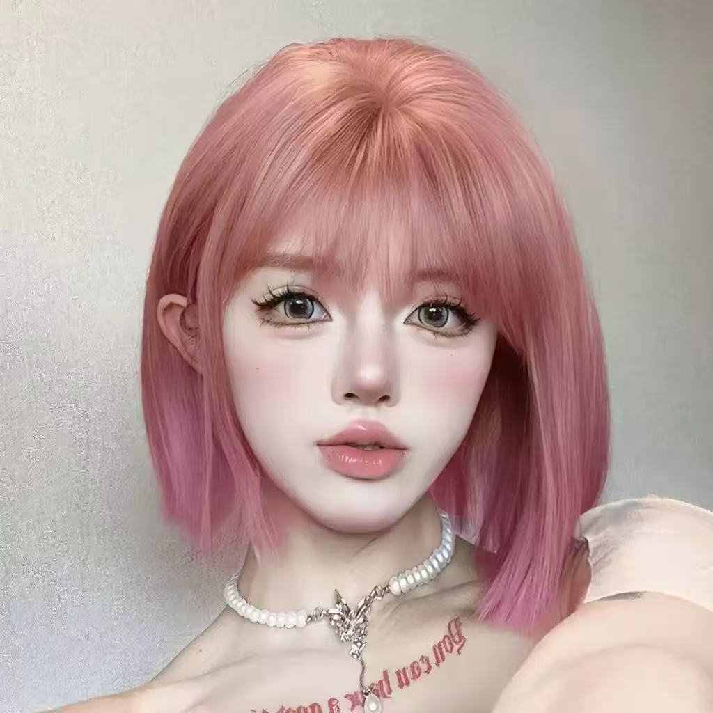 Comercio exterior cabello corto y recto pelucca femenina personalidad africana chica caliente moda europea y americana corta bobobo cabeza de fibra química cubierta de cabeza