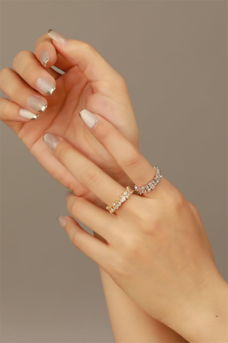 Fashion Geometric Sterling Silver Inlay Zircon Rings 1 Piece