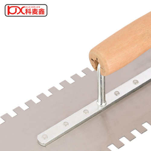 Kemaixin manganese steel trowel trowel wooden handle left and right flat teeth trowel trowel trowel scraper craftsman's tool plastering knife