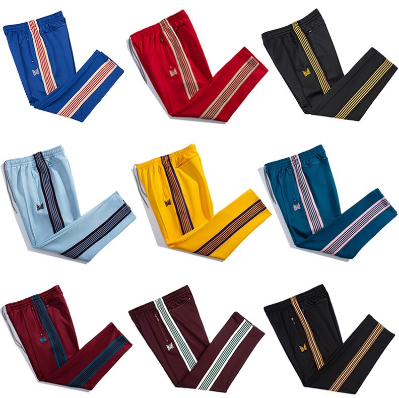 High Street Fashion Brand Needles Butterfly Pants Black and White Side Stripe Trousers Men and Women Sports Casual Pants Sports Pants