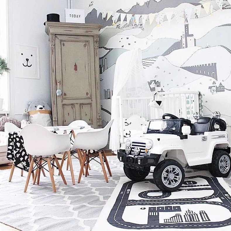 Ins Nordic Nordic Children's Room Game House Rectangular Highway Track Game Track Carpet Floor Mat