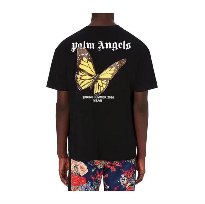 European and American fashion brand new Palm Angel butterfly printed round neck T-shirt letter casual short sleeve men and women same style top