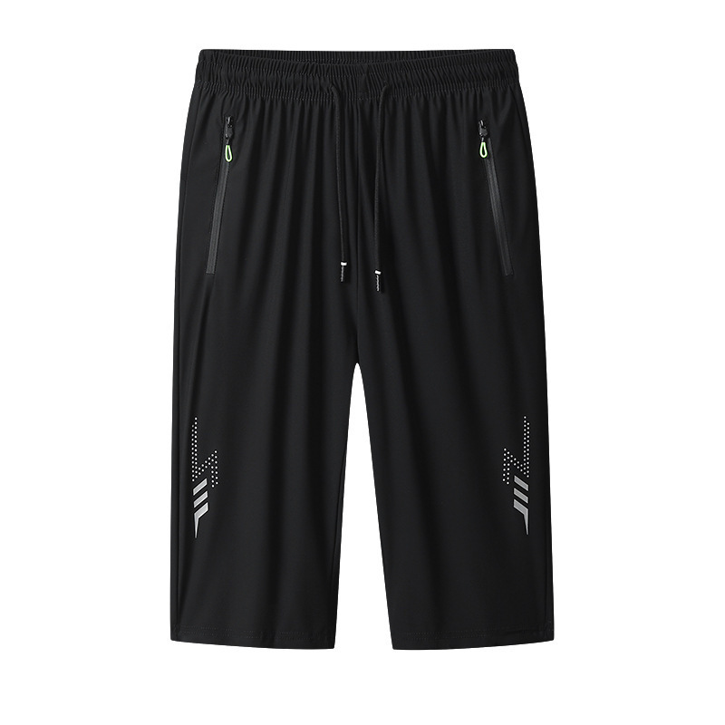 Cross-Border Summer Ice Silk Cropped Pants Men's Shorts New Fashion Casual Sports Pants Loose Quick-Drying Pants Mid-Pants