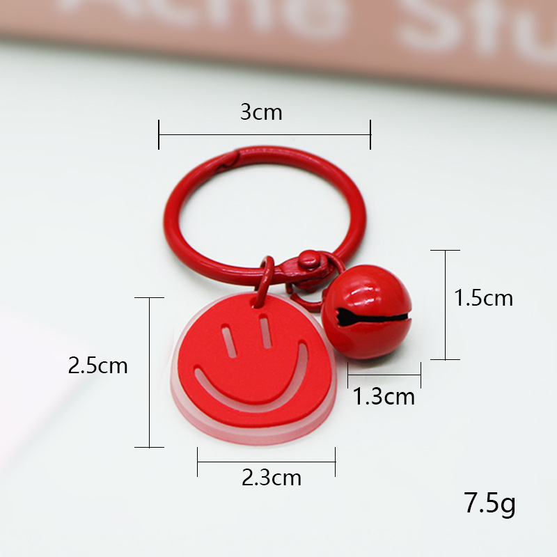 Japonés lindo pequeño llavero campana ins chica corazón Arco Iris color clave anillo bolsa clave colgante al por mayor