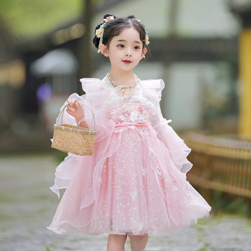 Children's new spring and summer underskirts Chinese style ancient costume skirts children's clothing Hanfu girls ancient style super fairy girls Tang suit