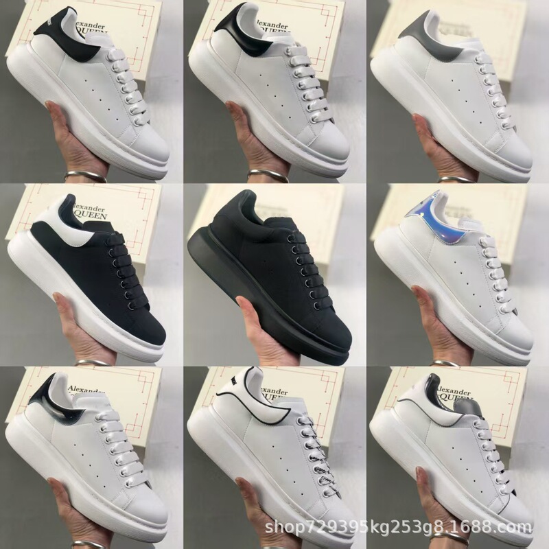 Putian Alexander Popular Spring and Autumn Mcqueen Thick-Soled Graffiti Height-Increasing Men's and Women's Casual Versatile Genuine Leather White Shoes