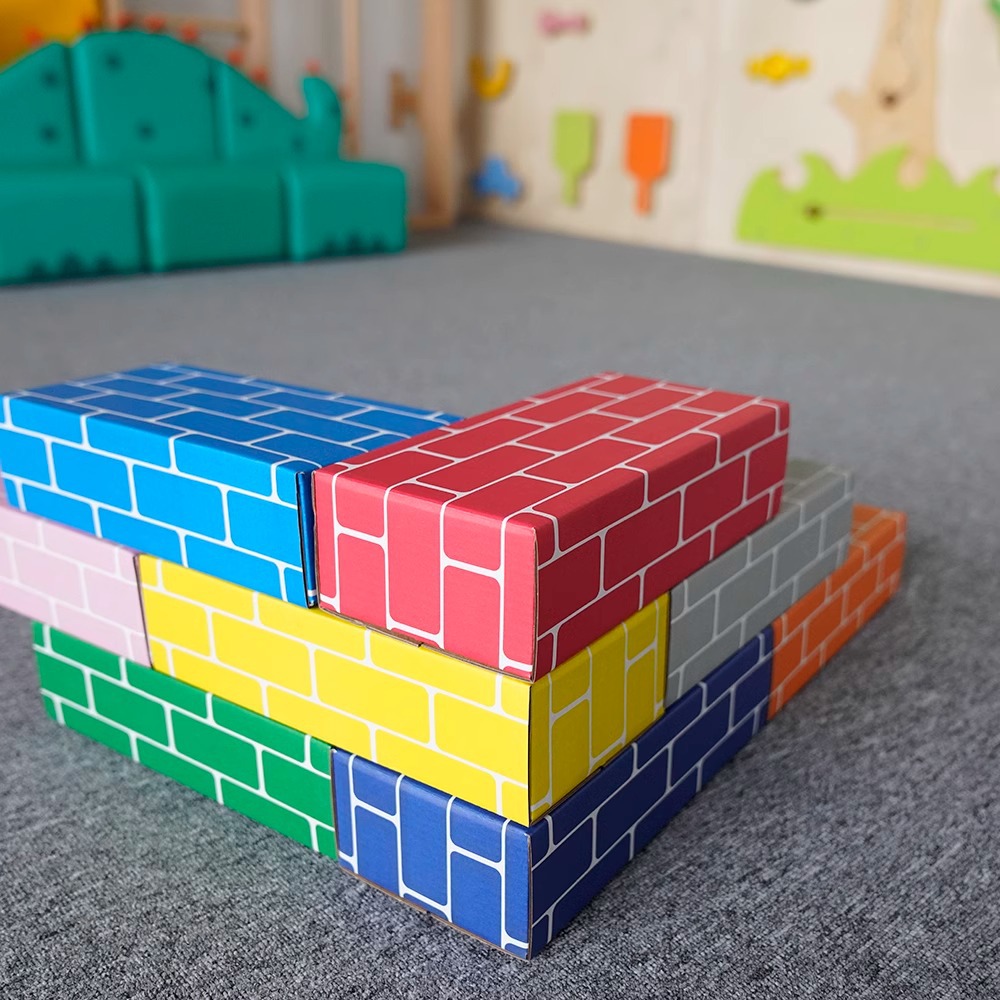 Ladrillos de papel, juguetes de papel para niños, área de construcción de ladrillos, ladrillos de simulación de caja, cajas de papel, bloques de construcción de cartón, ladrillos