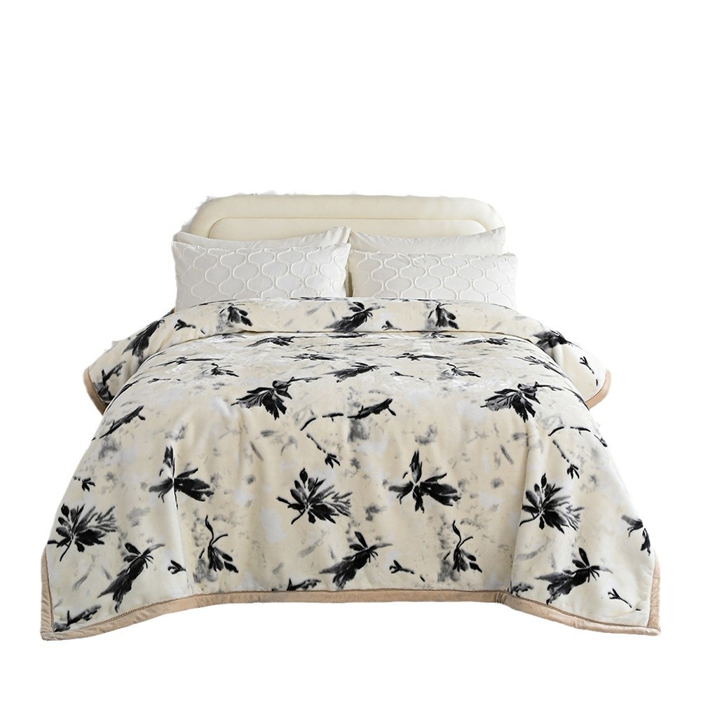 Nueva franela de leche gruesa de comercio exterior, manta de impresión cálida y agradable para la piel en invierno, manta de sofá, manta transfronteriza