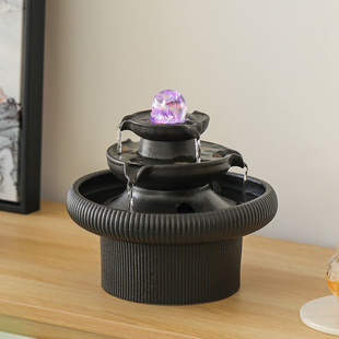 Ceramic flowing water wealth making desktop fountain ornaments living room European-style porch decoration feng shui ball water dispenser