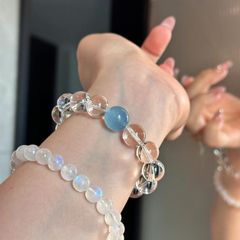 証明書付きZhao Lusiと同じスタイルのホワイトクリスタルブレスレットホワイトクリスタルとアクアマリンデザインギフトボックス卸売メーカー