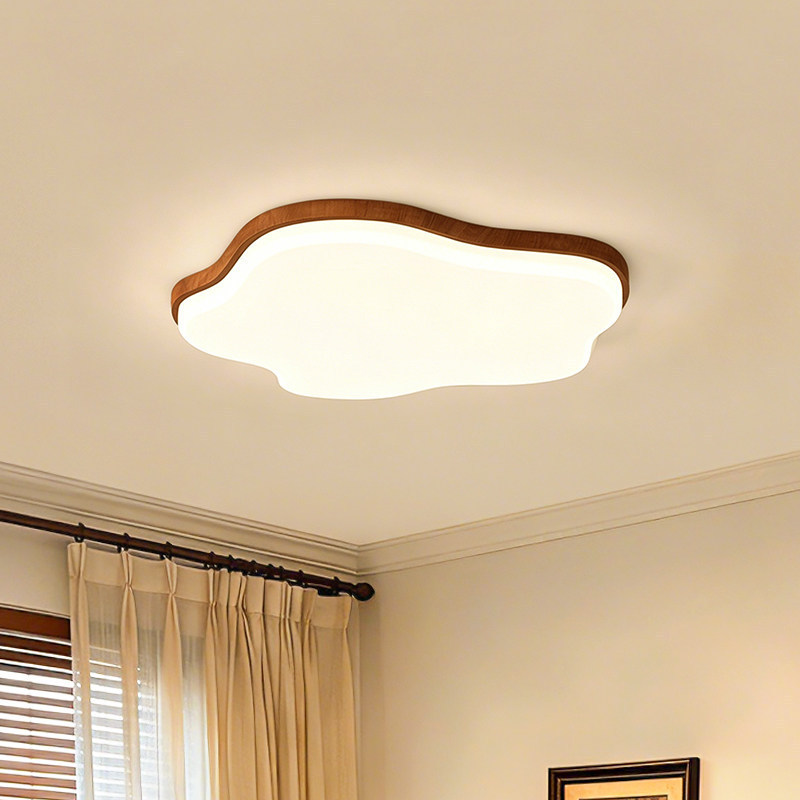 casa full-spectrum eye-protecting bedroom ceiling light, simple cloud-shaped vintage walnut-colored study and master bedroom lighting fixture