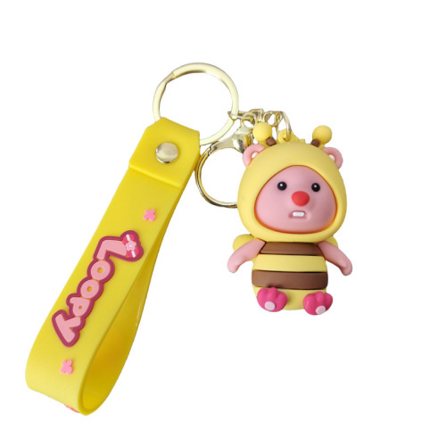 New loopy cartoon keychain Korean version cute beaver penguin doll bag pendant doll machine small gift