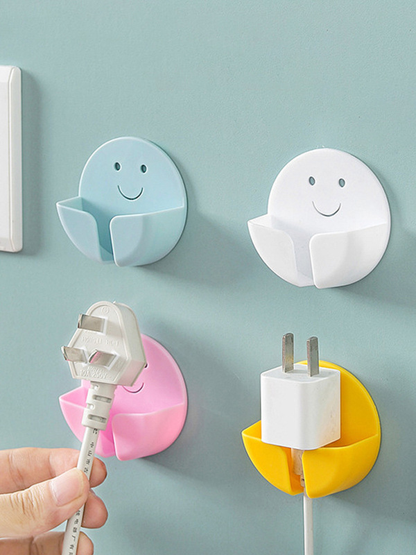 Plug Hook Punch-free Strong Adhesive Hook Kitchen Wall Hanging Storage Power Cord Plug Bracket Fixer